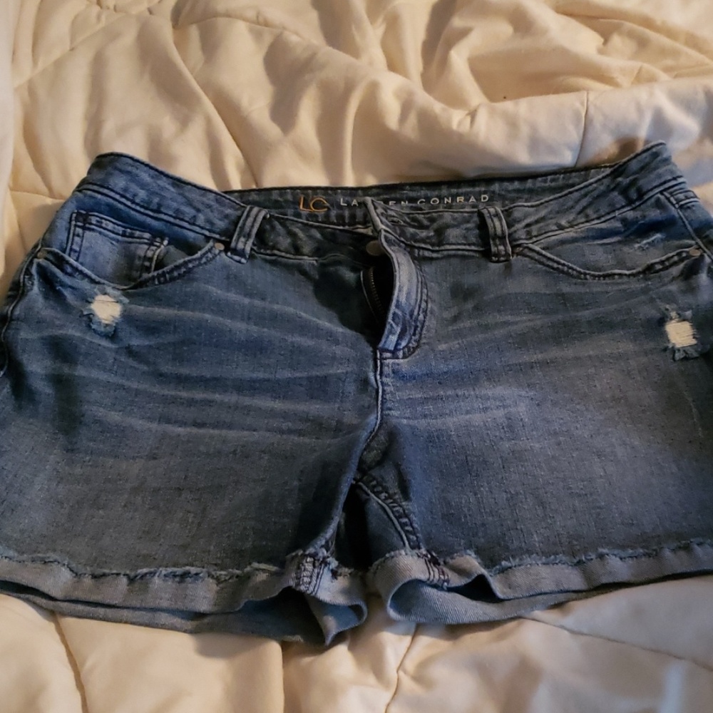 Lauren Conrad distressed jean shorts